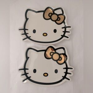 Sanrio Hello Kitty 8" Ceramic Logo Face Plate with Gold Bow - 2 pcs